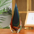 Yao Yuan Handmade Murano Glass Art Decor Sculpture - Unique Hand-Cut Cube Paperweight for Home Décor - size: 12.2in