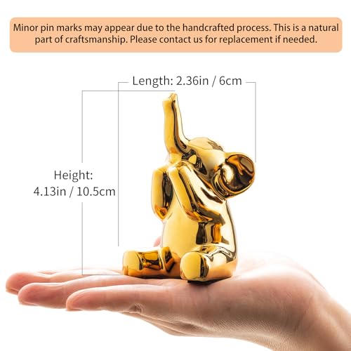 SURE YUESI Pair of Small Gold Elephant Figurines, Modern Boho Decorative Statues, Lucky Elephant Home Decor for Living Room, Bedroom, Office Desk & Shelf - color: 2/S Golden Elephant