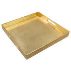 MAONAME Gold Decorative Tray with Handles, Foil Serving Tray for Ottoman, Square Coffee Table Trays for Living Room, Bathroom, 13" L x 13" W x 1.6" H - size: 13" x 13" x 1.6"