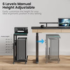 EUREKA ERGONOMIC PC Stand Computer Cart Frosted Glass, Height Adjustable Tower Stand 2-Tier Suit for ATX Case Printer, Metal Rolling Cart on Wheels for Gaming Home Office, Black - color: Frosted Glass Black