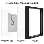 MUYE 8x10 Floating Frames Set of 2,Double Glass Picture Frame Display Any Size Photo up to 8x10,Wall Mount or Tabletop Standing,Black - color: Black, size: 8x10