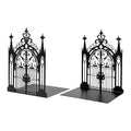 Gothic Church Architectural Metal Bookends, Ornate Iron Gothic Bookshelf Bookends for Home Décor, Decorative Bookends for Bookshelf