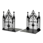 Gothic Church Architectural Metal Bookends, Ornate Iron Gothic Bookshelf Bookends for Home Décor, Decorative Bookends for Bookshelf
