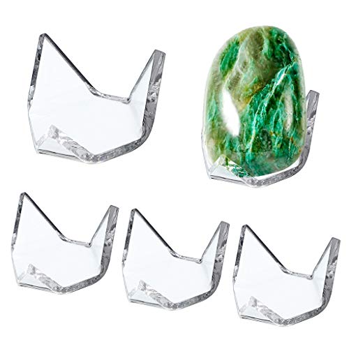 Hipiwe 5 Packs Acrylic Triangle Display Holder - Display Easel Stands for Geodes Rock Mineral Agate Fossil Coral, Clear Plastic Display Stands for Small Collectibles, Small - size: Small