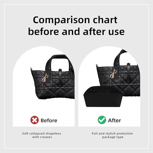 DGAZ Silk Purse Organizer Insert Fits Dior Toujours Bags，Silky Smooth Bag Organizer，Luxury Handbag & Tote Shaper(Black,Toujours M) - color: Black, size: Medium