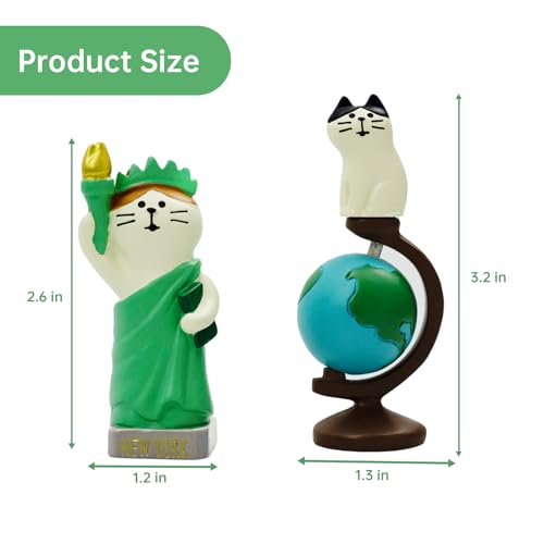 RAQWI Cute Mini Cat Holding the Torch Figurine Cute Cat Standing on Globe Figurine for Office, Home Decoration Perfect Cute Cat Gift for Cat Lovers - style: Globe