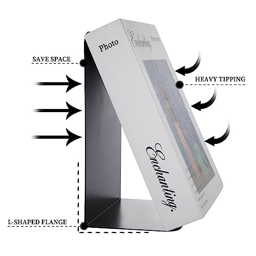 Metal Book Ends Bookend for Shelves Book Holder - color: Black