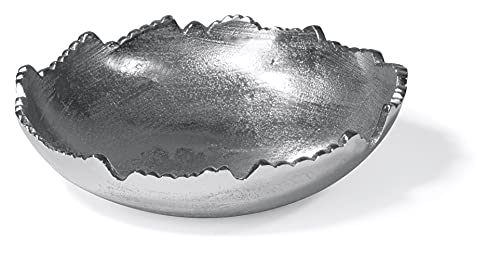 Red Co. 8.75” Silver Moon Decorative Metal Torn Hammered Asymmetrical Centerpiece Bowl with Pointed Edges - color: Silver