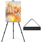 Art Painting Tripod Easel Stand - Portable Adjustable Display Artist Metal Easel with 1 Bag for Tabletop/Floor Painting, Height from 17 to 66 inches, Sturdy for Drawing, Displaying - Black - style: Black