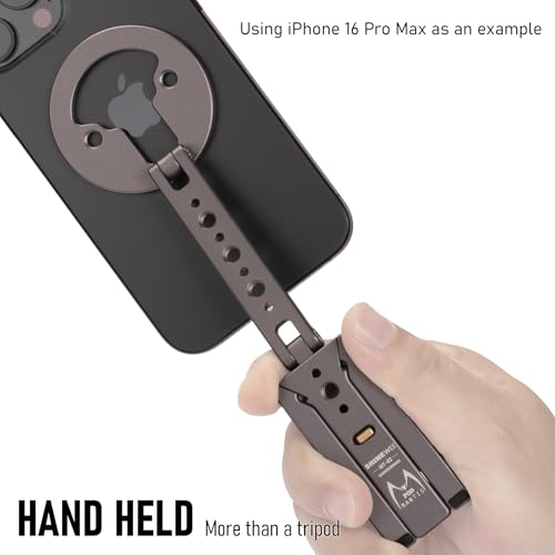 Ultra-Compact Magnetic Tripod for iPhone | Foldable Hook Design, 20 N52 Magnets, Cold Shoe & 1/4" Screw - Phone Stand for iPhone 12-17 & MagSafe Devices