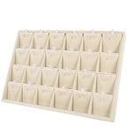 Mornajina 24 Grids Stackable Jewelry Tray Organizer with Removable Dividers, Velvet Jewelry Display Tray for Earrings Necklaces Bracelet Rings Display Showcase - Light Khaki - color: Light Khaki