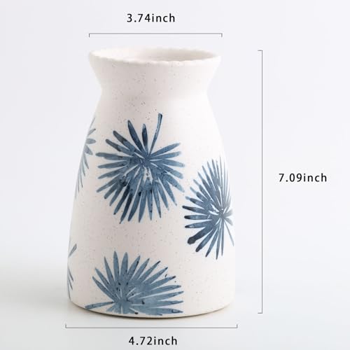 hjn White Flower Vase- Ceramic Vase for Decor, White vase for Flowers, Modern Vases for Living Room/Home Decor Accents/Entryway/Mantel/Bookshel-Teal - color: Teal White-7inch
