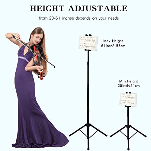 Raking Tablet Floor Stand, Height Adjustable Cellphone Floor Stand with 360°Rotating Tripod Mount, Compatible with iPhone iPad mini/Air/Pro and All 5.5-12.9 Inch Devices