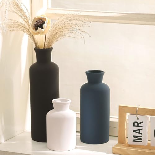 Ceramic Vase Set of 3, Neutral Modern Vases Home Decor Boho Vases Farmhouse Decor Flowers Pampas Vase for Table Mantel Entryway Shelf Living Room Kitchen Bathroom - Mutlicolor - color: 007-multicolor Modern