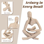 Small Bookshelf Decor Coffee Table Sculpture Abstract Thinker Statue Reading Figurine Modern Neutral Home Decoration for Office Desk Shelf ,Gifts for Readers Book Lovers Women (Sandstone ,Beige)