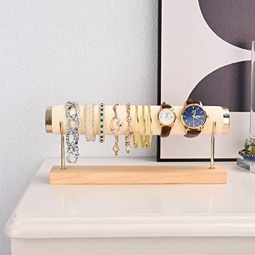 Bracelet Display Holder Bangle Storage Single Tier T-bar Stand Towers for Jewelry Wrist Watch Organization, White