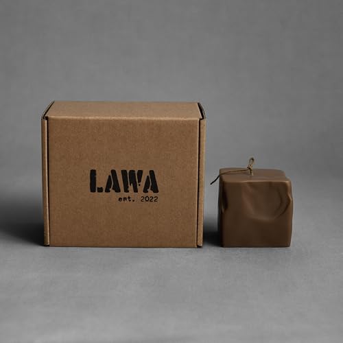 LAWA Raw Block Candle - Beautiful Handmade Pillar Scented Soy Wax Elegant Aesthetic Candle Housewarming Gift Home Room Shelf Decor Idea (Kobicha, Small) - color: Kobicha, size: Small