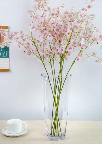 CYS EXCEL 13.75" Tall Clear Glass Cylinder Vase Taper Down Flower Vase with 6.5" Wide Opening Elegant Centerpiece for Weddings, Events, and Home Décor - size: 13.75"H x 6.5"O x 4"B