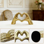 Heart Gesture Sculpture - Modern Gold Resin Hand Heart Statue for Home Decor, Minimalist Aesthetic Room Decor for Shelf, Office Desk, Bookshelf, Coffee Table - Romantic Music Fan (Small) Golden