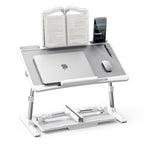 Laptop Desk for Bed, Adjustable Height and Angle Lap Desks for Adults, Laptop Desk with Bookstand for Bed Couch Floor Writing Working Reading Eating Painting, White