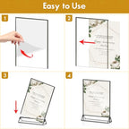 8.5x11 Picture Frame Black Acrylic Sign Holder Double-Sided Display Stand for Wedding Signs Table Numbers Menu Holders， Pack of 3