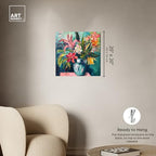 Art Remedy Vase Of Tropical Flowers Gallery Wrapped Flowers In Vase Paintings, 20" x 20", Gallery Wrapped - color: Gallery Wrapped, size: 20"L x 20"W