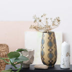 Bloomingville Hand Painted Stoneware Vase with Pattern, Lavender and Sand
