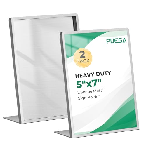 2pack 5"x7" Metal Tabletop Sign Holder with Stainless Steel Frame Menu Board Poster Display Stand for Office Store Restaurant Hotels - size: 2Pack 5"x7"