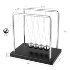 Fun Science Physics Toys Black Large Newton's Cradle Pendulum Balance Balls 5 Beads Perpetual Motion Desk Toy Wooden Base Balance Balls for Office and Desk Decorations