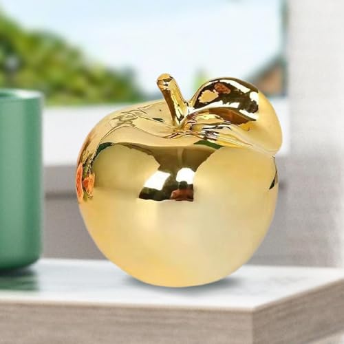 Fenteer Fruit Sculpture Desktop Statue Delicate Ideal Gifts Artistic Ornament Ceramic Figurine for Rooms Porches Desktops Homes Cafes, Golden, M - color: Golden, size: Medium
