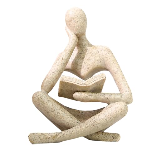 Gold Reading Women Statue, Thinker Sculptures, Abstract Art Ornament, Modern Aesthetic Figurine Decoration, Suitable for Home Living Room Bedroom Office Shelf Table Desk Bookshelf Decor (Left) - color: Left, size: Large