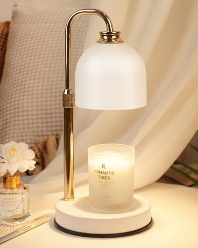 Candle Warmer Lamp with Timer Dimmable,Mothers Day Birthday Gifts for Women Mom, Modern Candle Warmer, White Candle Lamp for Jar Scented Candles, Home Decor, Wax Melt Warmer with 2 Bulbs - color: White
