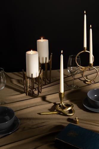 Contemporary Round Ring Metal Candle Holder for Mantel Display - Sculptural Centerpieces for Tables - Polished Taper Candlestick Holders with Open Form for Elevated Surface Accents - 7", Gold - color: Gold, size: 6.25" H