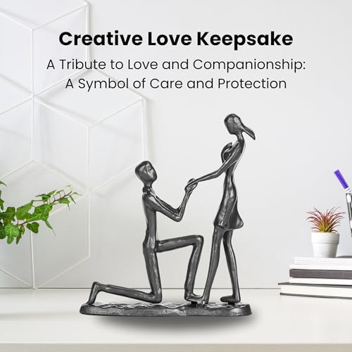 Iron 6th Anniversary Wedding Gifts for Her, Handcrafted Iron Sculpture Staute Ornament Figurine for Couples Romantic Figurines, Proposal Gifts Wedding Decor - style: Proposal
