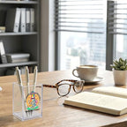 At Least My Trauma Made Me Funny Acrylic Organizer Pencil Pen Holder, Skeleton Acrylic Desk Organizer, Funny Gifts for Therapist Counselor, Mental Health Gifts for Stressed Coworker Student - style: At Least