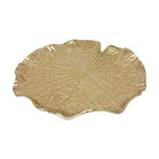 Metal Jewelry Dish, Small Leaf Shaped Ring Holder Jewelry Organizer, Trinket Dish Vanity Tray for Dresser Christmas Birthday Wedding Gifts - color: Lotus Leaf-Gold