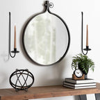 Metal Wall Candle Sconce Holder Set of 2 Wall Mount Candle Holders Modern Wall Candle Sconces Hanging for Living Room Farmhouse Fireplace Wedding 16.5"×5"×3" (Black) - color: Black