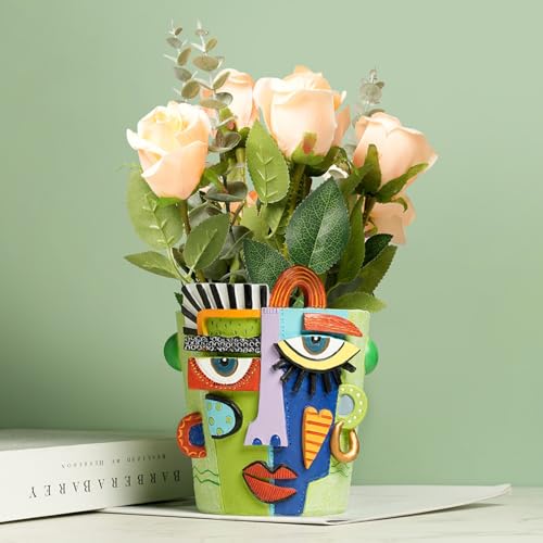 Picasso Face Planter Pots – Abstract Art Flower Vase with Facial Expressions, for Indoor Plant, Unique Planter Head Pot for Home Decor - size: Small