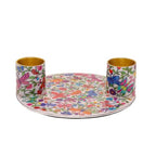 Yair Emanuel Flat Plate Candle Holders for Shabbat 4 Inch Vibrant Pattern Design Modern Judaica Gift (CSE-4 Butterflies) - color: Cse-4 Butterflies