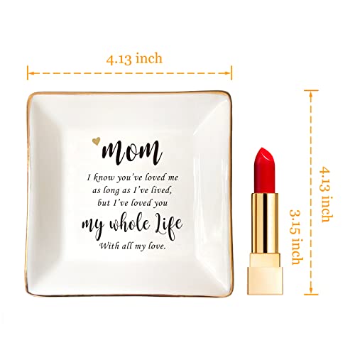 HOME SMILE Mother's Day Birthday Gifts for Mom,I Love You Mom Ring Dish Jewelry Tray-Best Gifts for Mom Who Have Eveything-Valentine Gifts for Mom Unique - style: Mother