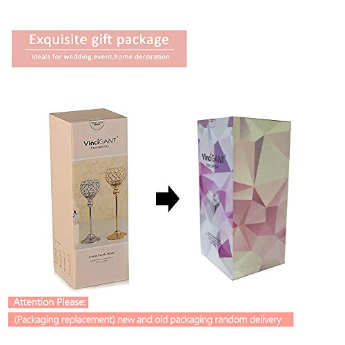 VINCIGANT Gold Crystal Candle Holders Set of 2,Pillar Candlesticks for Table Centerpieces, Valentine's Day Home Decor Wedding Party Housewarming Gift - size: 2 pcs 13" & 15" Tall