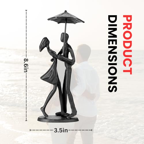 Sculptures Home Decor Couple Statue - Hand Crafted Sculptures for Living Room Romantic Figurines for Couple Metal Sculpture Art,Passionate Love Ornament for Valentines - style: Couple Statue Under Umbrella