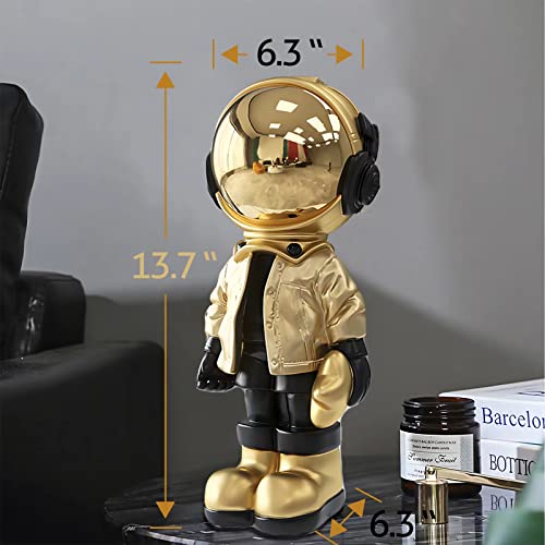 EZ4ENCE Figurine Statue Astronaut Sculpture Spaceman Decor,Sculpture for Home Decor,Arts Gold and Black Shelf Decoration,Cool Metal Mask Table Decor,Large Spaceman Figure Ornament - color: Rose Gold, size: Large