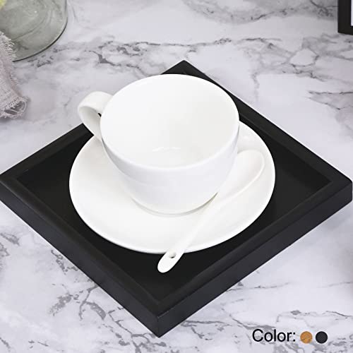 PATIKIL Wood Serving Tray 12 Inch, Square Decorative Platter for Home Decor Kitchen Table Candle Holder, Black - size: 12 Inch