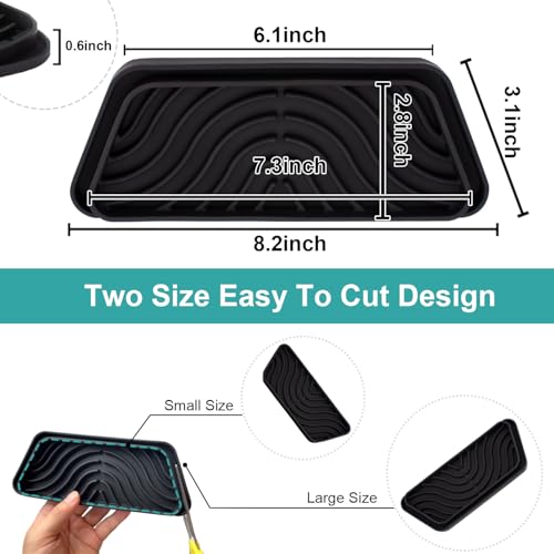 Silicone Refrigerator Drip Tray Catcher 2 packs,Protects Ice and Water Dispenser Pan From Spills,Fit Refrigerator Water Tray, Recycle and Dry Quickly (Rectangular, Black+Grey) - size: Rectangular