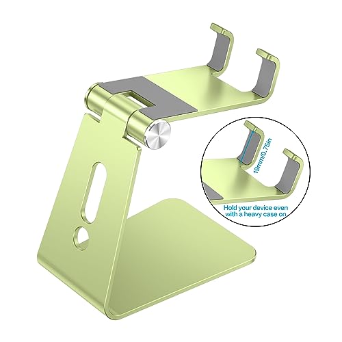 OMOTON Adjustable Cell Phone Stand, C2 Aluminum Desktop Phone Dock Holder Compatible with iPhone 15 14 13, SE, XR, 8 Plus 7 6, Samsung Galaxy, Google Pixel and More - color: Green