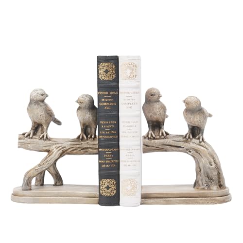 Decorative-Bookends Birds Book-Ends Heavy Duty - Unique Book Ends to Hold Books Heavy Duty Antique Book Stoppers for Shelf Office Desk Books Stand Organizer 2.3 LBS 4.75 * 4 * 6 in Newman House Studio - color: Bird