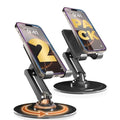 COOPER 360° Stand, [Gift Family Pack], Rotating Cell Phone Stand for Desk, Cell Phone Holder for Desk, iPhone Stand Holder, Sturdy Metal Base, Fits Samsung, Android Smartphones, (Piano Black, 2-Pack) - color: x2 Pack - All Black