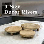 6"/8"/10" 3pcs Round Wood Riser - Plant Risers Stand for Decor - Wood Pedestal Stand Display for Kitchen Counter- Decorative Wooden Risers for Desktop/Bathroom/Livingroom/Bedroom