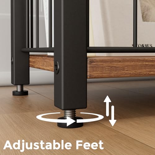 Homleke Narrow Side Table with Magazine Holder, Skinny End Table Perfect for Small Spaces, Space-Saving Design for Living Room, Bedroom, or Office, 7.1" D x 16.9" W x 23.6" H, Rustic Walnut - color: Rustic Walnut - Standard